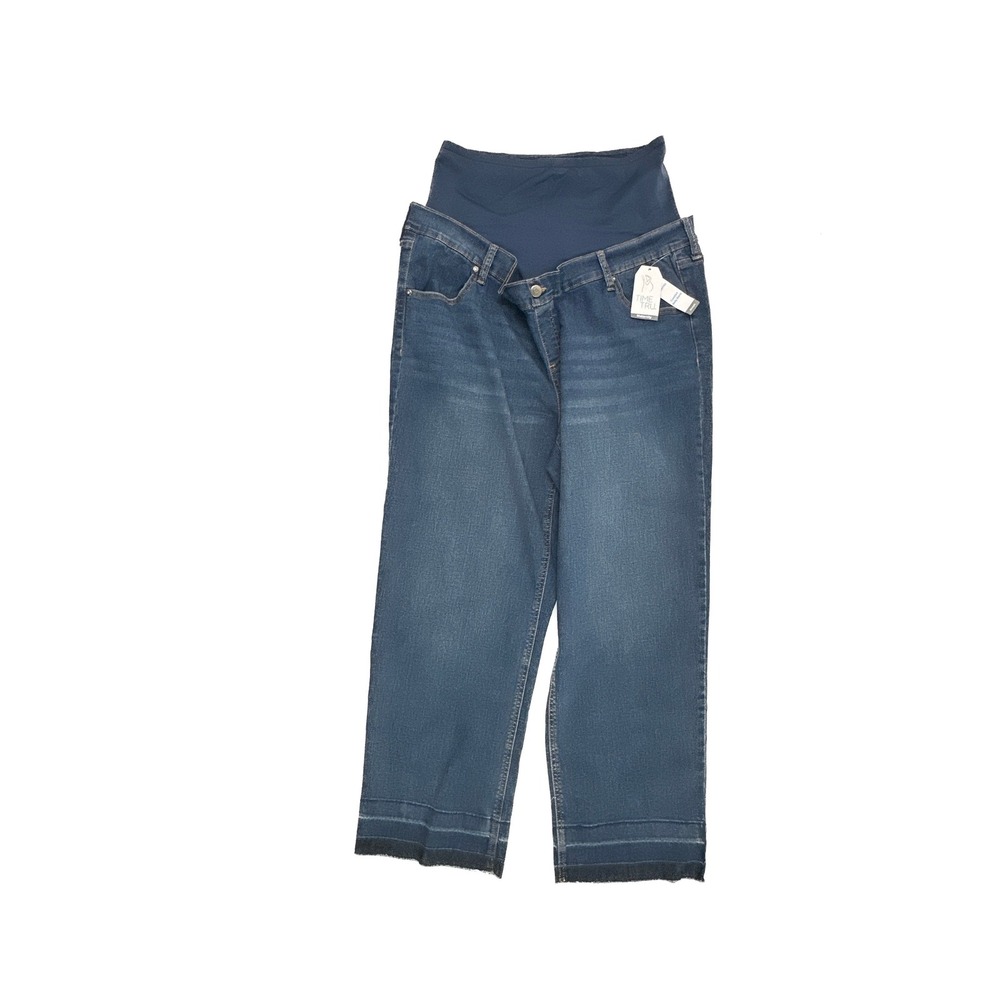 Time and Tru Maternity Jeans XL 16-18 Dark Wash Straight‎ Leg Raw Hem New